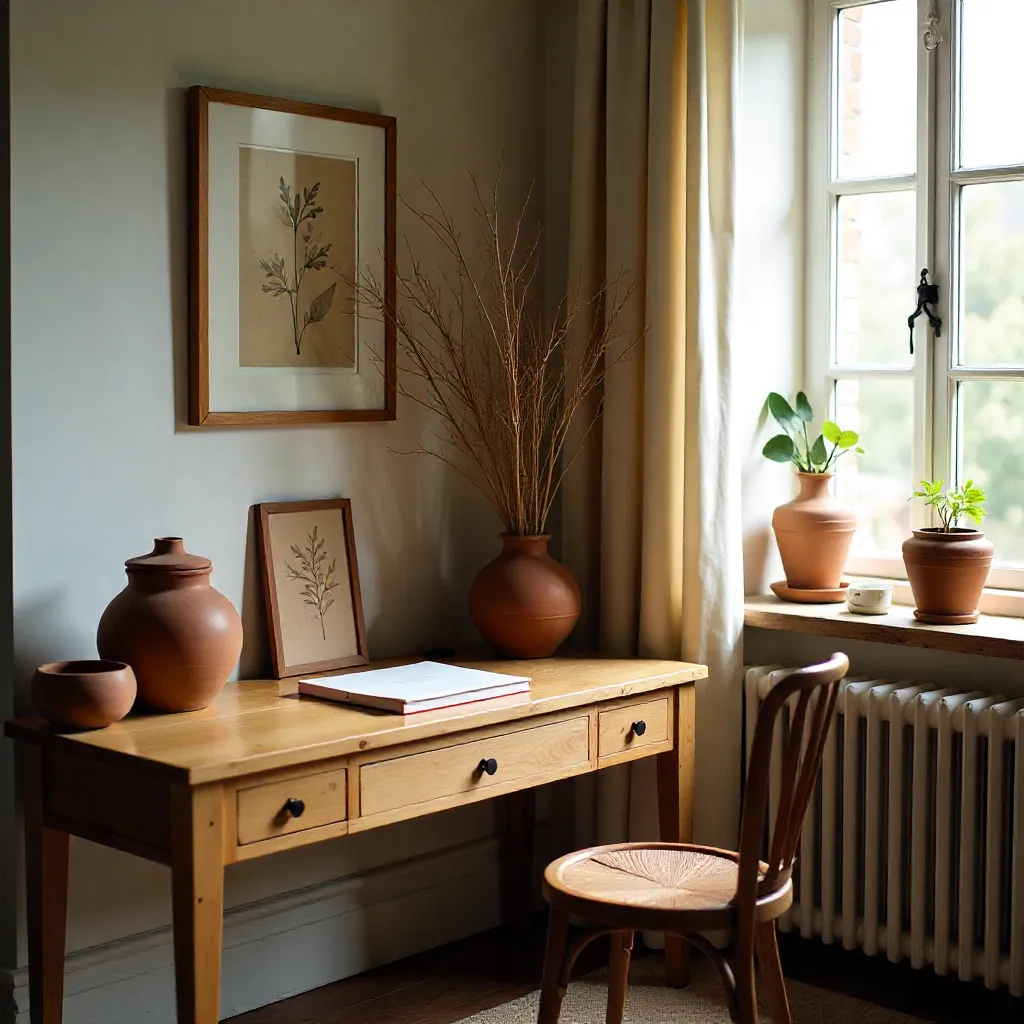 Reclaimed wood workspace detail
