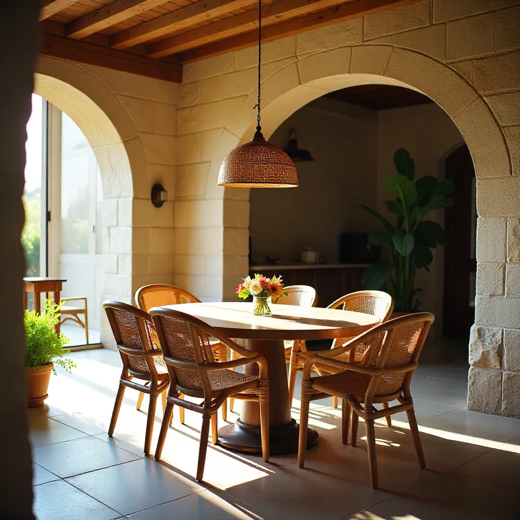 Kitchen with natural stone countertops and wood finishes