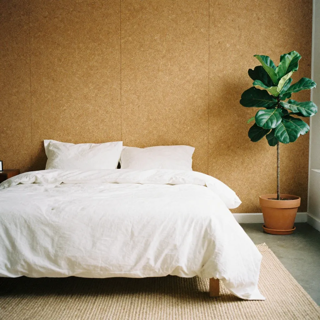 Minimal bedroom with natural materials